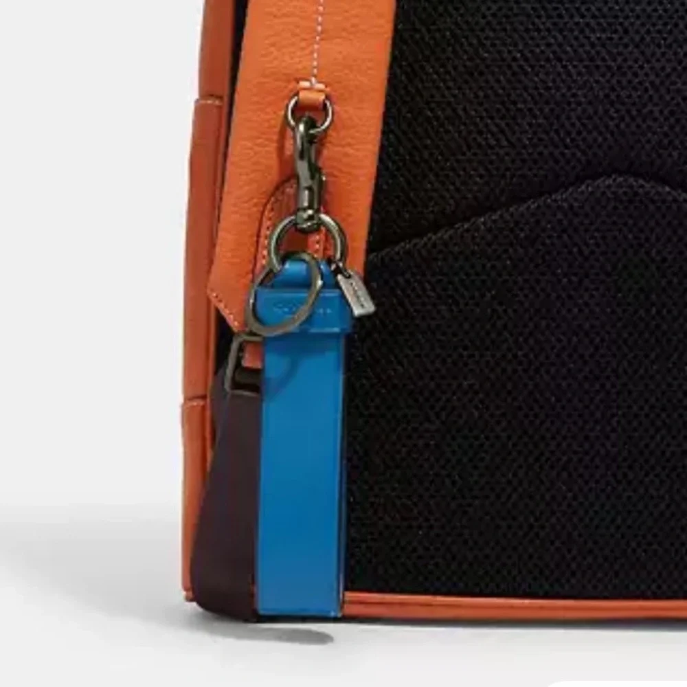 COACH Large Loop Key Fob Red Orange / Gunmetal NWT $80